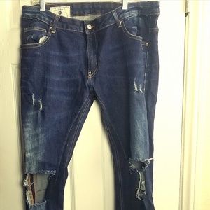 Zara Man Denim Collection Ripped Skinny Fit Jeans